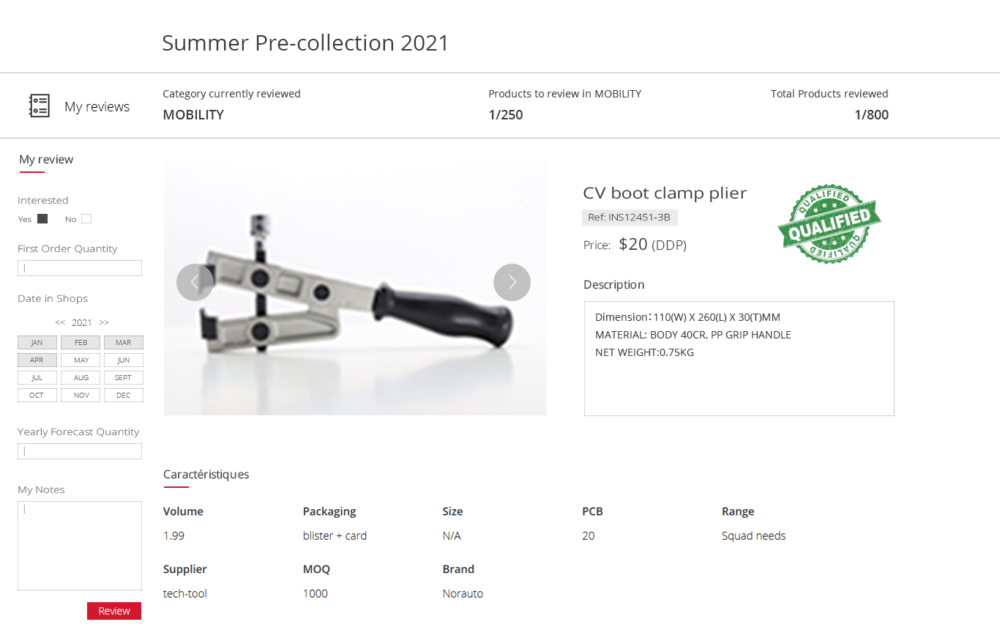 Order simulation - Tab 2